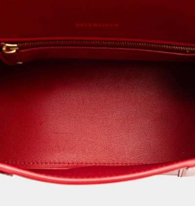 Balenciaga Red Leather Hourglass Small Top Handle Bag