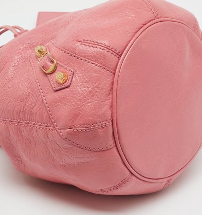 Balenciaga Rose Pink Leather Ggh 12 Mini Pompon Bag