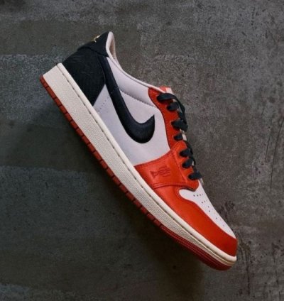 Nike Air Jordan 1 Low X Trophy Room Sail And Varsity Red Sneakers