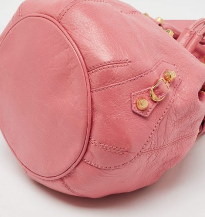 Balenciaga Rose Pink Leather Ggh 12 Mini Pompon Bag