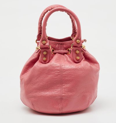 Balenciaga Rose Pink Leather Ggh 12 Mini Pompon Bag