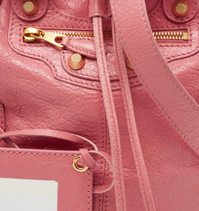 Balenciaga Rose Pink Leather Ggh 12 Mini Pompon Bag
