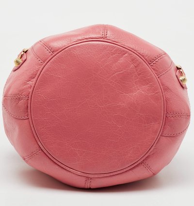 Balenciaga Rose Pink Leather Ggh 12 Mini Pompon Bag