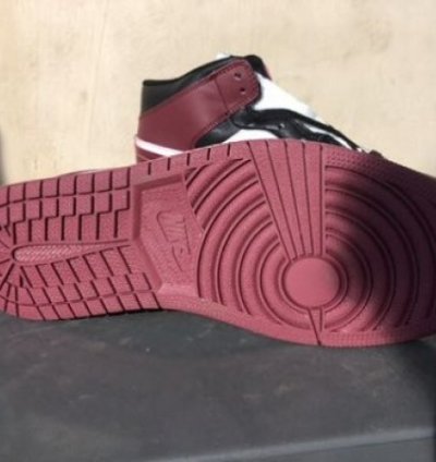 Nike Air Jordan 1 Mid Black Maroon Basketball Sneakers