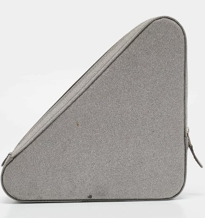 Balenciaga Silver Glitter Triangle Clutch