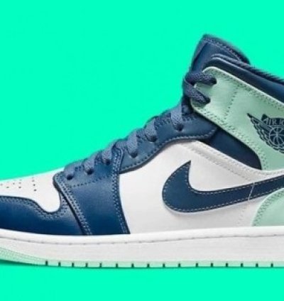Nike Air Jordan 1 Mid Blue Mint Basketball Sneakers