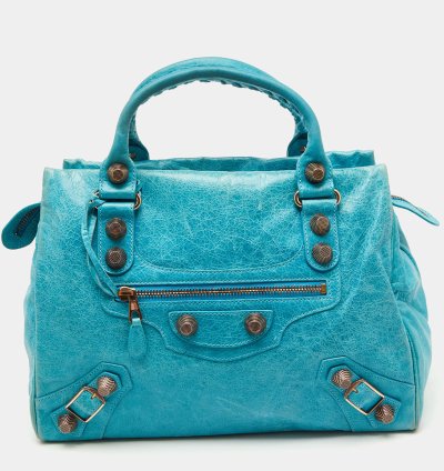 Balenciaga Sky Blue Leather Giant 21 Rose Gold Hardware Rtt Bag