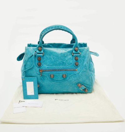 Balenciaga Sky Blue Leather Giant 21 Rose Gold Hardware Rtt Bag