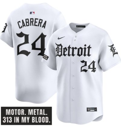 Miguel Cabrera Jersey 24 Detroit Tigers Motor Gothic Edition Vapor Limited Stitched White