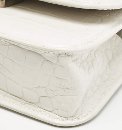 Balenciaga White Croc Embossed Leather Xs Gossip Shoulder Bag