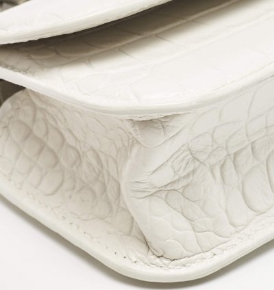 Balenciaga White Croc Embossed Leather Xs Gossip Shoulder Bag