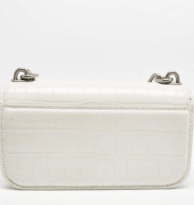 Balenciaga White Croc Embossed Leather Xs Gossip Shoulder Bag
