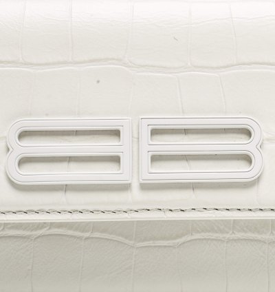 Balenciaga White Croc Embossed Leather Xs Gossip Shoulder Bag