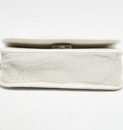 Balenciaga White Croc Embossed Leather Xs Gossip Shoulder Bag
