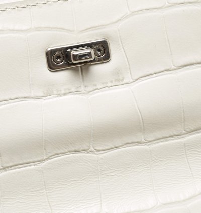 Balenciaga White Croc Embossed Leather Xs Gossip Shoulder Bag