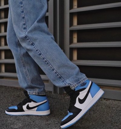 Nike Air Jordan 1 Unc Toe Blue Basketball Sneakers Semi Ua