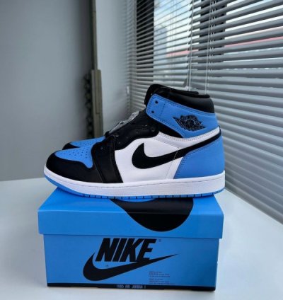 Nike Air Jordan 1 Unc Toe Blue Basketball Sneakers Semi Ua