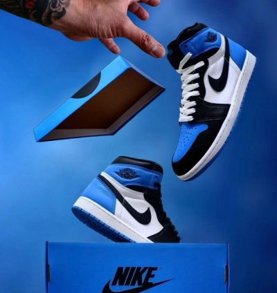 Nike Air Jordan 1 Unc Toe Blue Basketball Sneakers Semi Ua