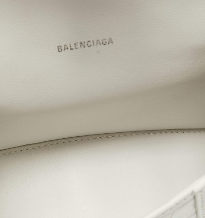 Balenciaga White Croc Embossed Leather Xs Hourglass Top Handle Bag