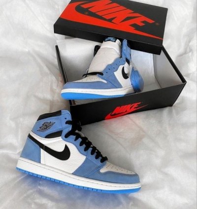 Nike Air Jordan 1 University Blue Basketball Sneakers Semi Ua