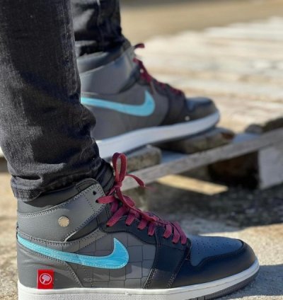 Nike Air Jordan 1 X Marvel Thor Edition Black Grey Basketball Sneakers
