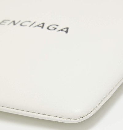 Balenciaga White Leather Zip Pouch