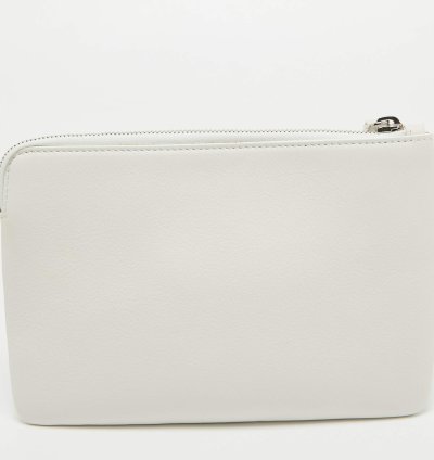 Balenciaga White Leather Zip Pouch