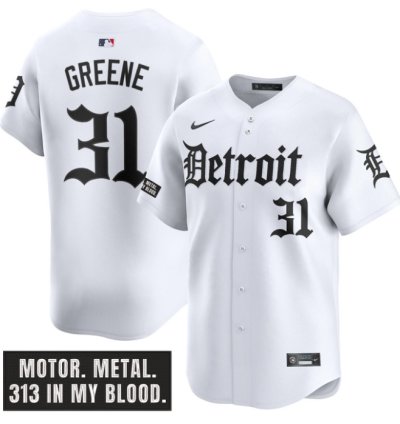 Riley Greene Jersey 31 Detroit Tigers Motor Gothic Edition Vapor Premier Limited Stitched White