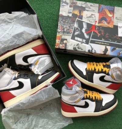 Nike Air Jordan 1 X Uion La Black Toe Red White Basketball Sneakers Semi Ua