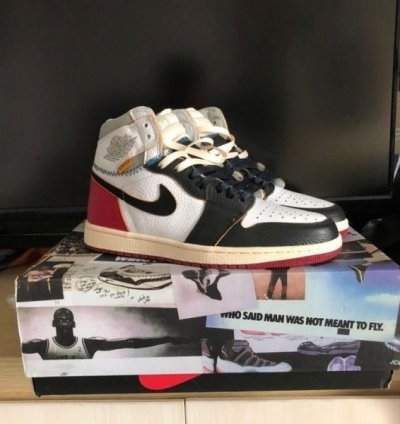 Nike Air Jordan 1 X Uion La Black Toe Red White Basketball Sneakers Semi Ua