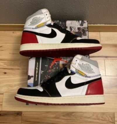 Nike Air Jordan 1 X Uion La Black Toe Red White Basketball Sneakers Semi Ua
