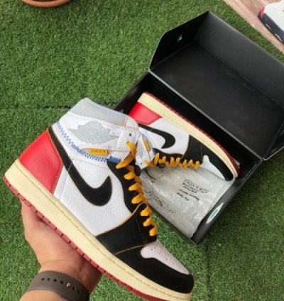Nike Air Jordan 1 X Uion La Black Toe Red White Basketball Sneakers Semi Ua