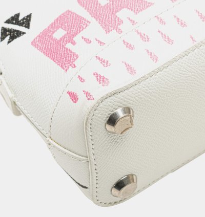 Balenciaga White Xxs Grained Calfskin Graffiti Ville Top Handle Bag