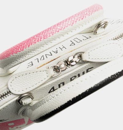 Balenciaga White Xxs Grained Calfskin Graffiti Ville Top Handle Bag