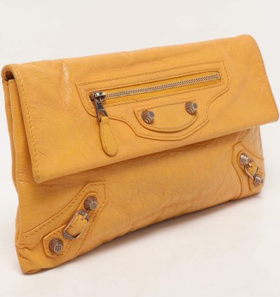 Balenciaga Yellow Leather Classic Giant 12 Hardware Envelope Clutch
