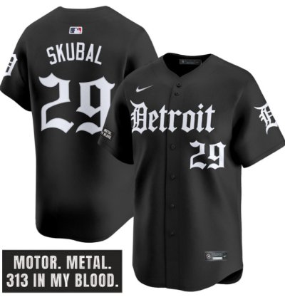 Tarik Skubal Jersey 29 Detroit Tigers Motor Gothic Edition Vapor Premier Limited Stitched Black