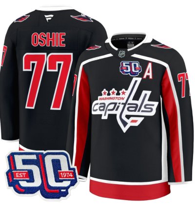 Men Tj Oshie Jersey 77 Washington Capitals 50th Anniversary Black