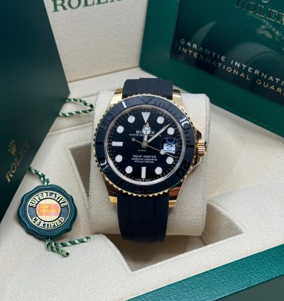 Rolex Yacht-master 42 New 2023 Yellow Gold Oysterflex Rubber Strap 18kt 226658