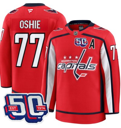 Men Tj Oshie Jersey 77 Washington Capitals 50th Anniversary Red