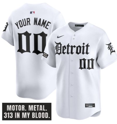 Custom Detroit Tigers Jersey Motor Gothic Edition Vapor Premier Limited Stitched White