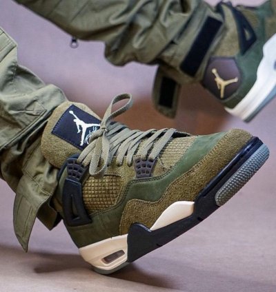 Nike Air Jordan 4 Craft Olive Basketball Sneakers Semi Ua