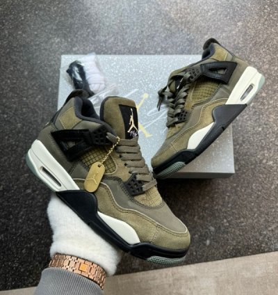 Nike Air Jordan 4 Craft Olive Basketball Sneakers Semi Ua