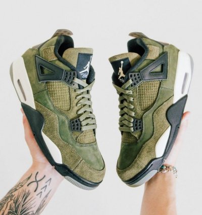 Nike Air Jordan 4 Craft Olive Basketball Sneakers Semi Ua