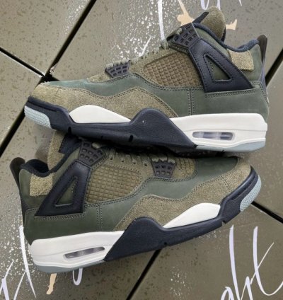 Nike Air Jordan 4 Craft Olive Basketball Sneakers Semi Ua