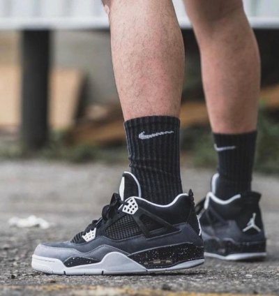 Nike Air Jordan 4 Fear Pack Black Grey Basketball Sneakers Semi Ua