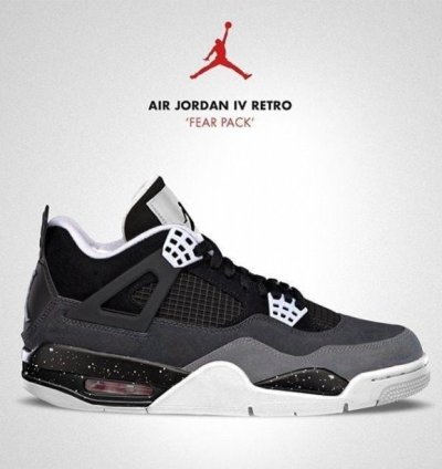 Nike Air Jordan 4 Fear Pack Black Grey Basketball Sneakers Semi Ua