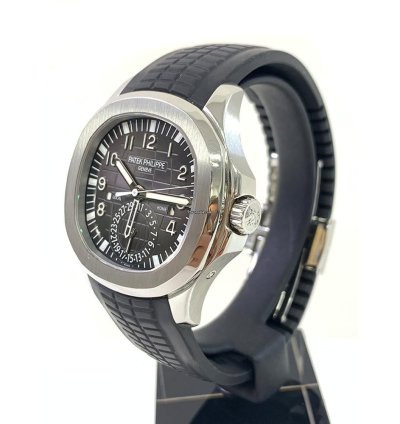 Patek Philippe Aquanaut Travel Time 5164a-001 Stainless Steel With Black Rubber Watch Black Dial 2013