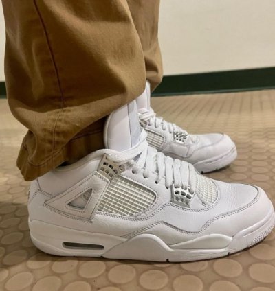 Nike Air Jordan 4 Pure Money White Basketball Sneakers Semi Ua