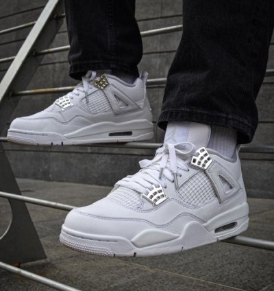 Nike Air Jordan 4 Pure Money White Basketball Sneakers Semi Ua