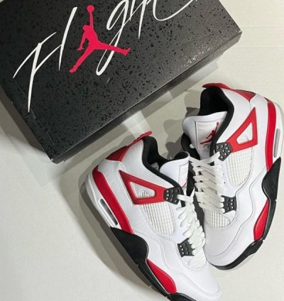 Nike Air Jordan 4 Red Cement Basketball Sneakers Semi Ua
